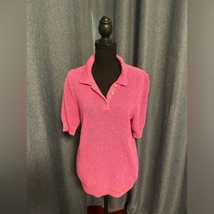 Appleseed’s Elbow Sleeve Women’s Pink Polo Sweater Large